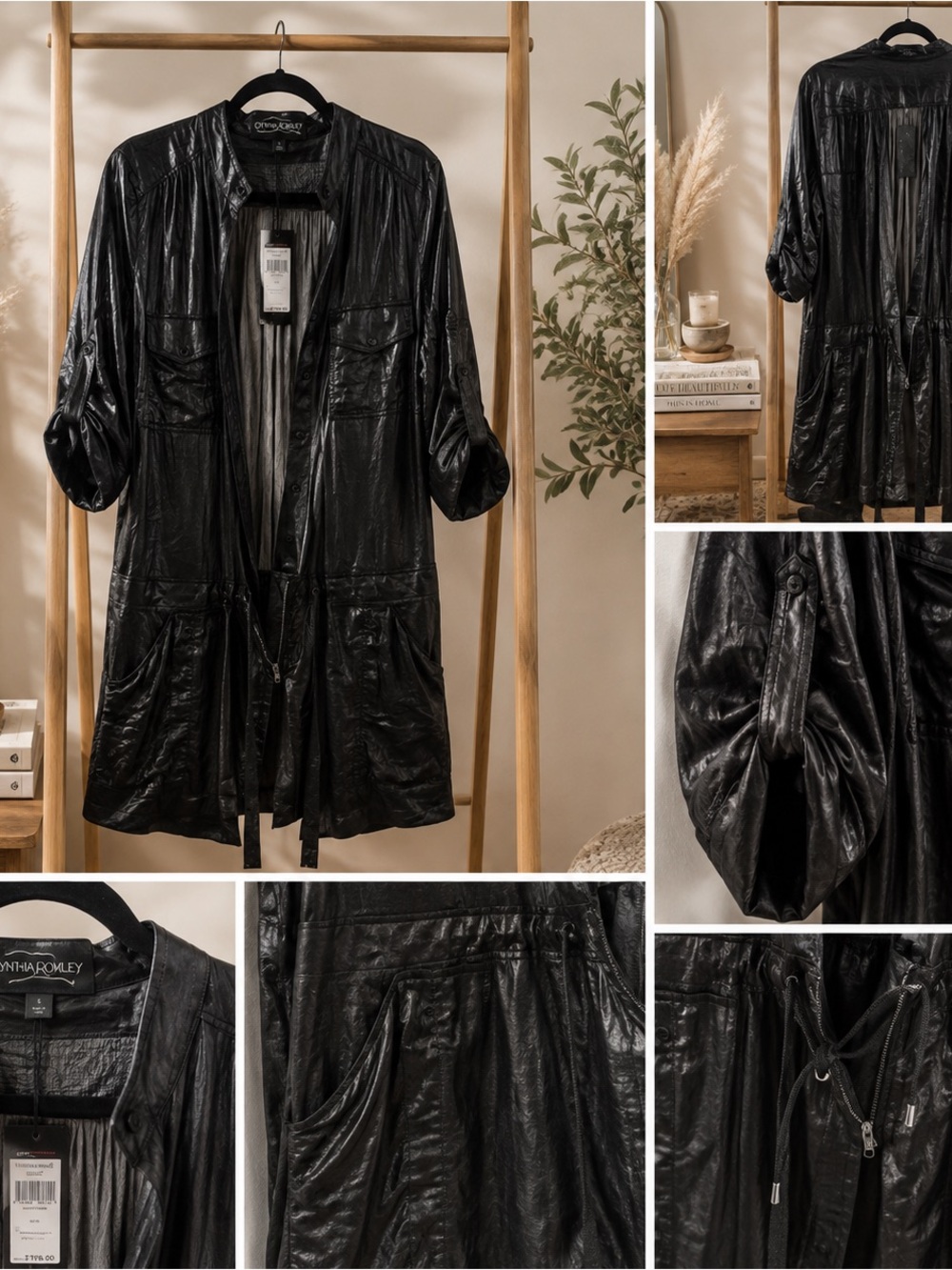 BCBG MAXAZRIA Black Minna Button Down Romper